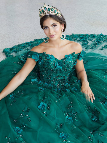 3D Butterfly Cape Quinceanera-Kleid von House of Wu 26046