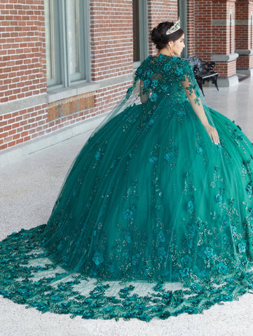 3D Butterfly Cape Quinceanera-Kleid von House of Wu 26046