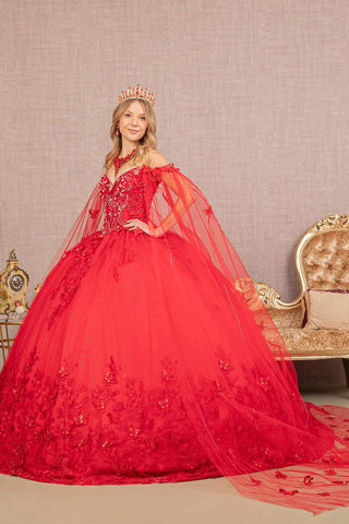 Ballkleid mit 3D-Schmetterlings-Cape-Ärmeln von Elizabeth K GL3110