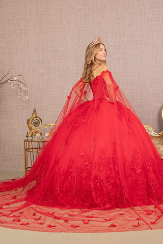 Ballkleid mit 3D-Schmetterlings-Cape-Ärmeln von Elizabeth K GL3110