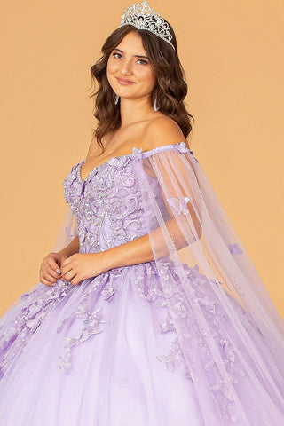 Ballkleid mit 3D-Schmetterlings-Cape-Ärmeln von Elizabeth K GL3110