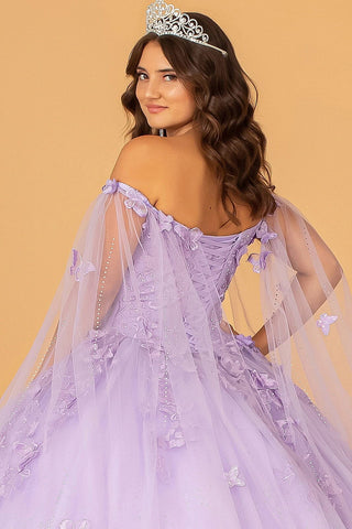 Ballkleid mit 3D-Schmetterlings-Cape-Ärmeln von Elizabeth K GL3110