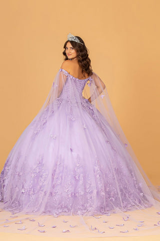 Ballkleid mit 3D-Schmetterlings-Cape-Ärmeln von Elizabeth K GL3110
