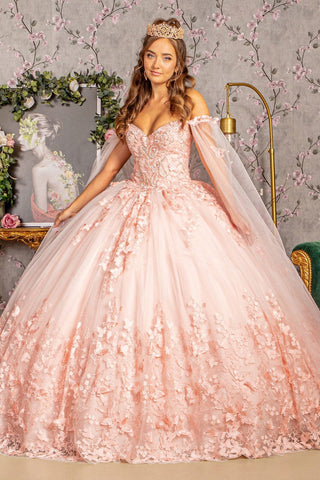 Ballkleid mit 3D-Schmetterlings-Cape-Ärmeln von Elizabeth K GL3110