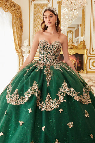 Glitzerndes Ballkleid mit 3D-Schmetterlings-Cape-Ärmeln von Ladivine 15721