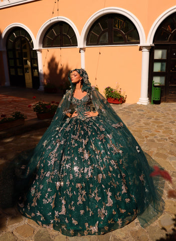 3D-Schmetterlingsumhang Quinceanera-Kleid von Amarra 54260