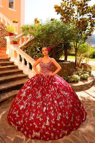 3D-Schmetterlingsumhang Quinceanera-Kleid von Amarra 54260