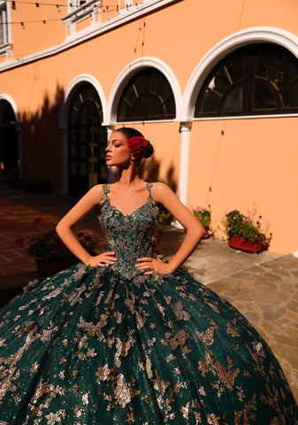 3D-Schmetterlingsumhang Quinceanera-Kleid von Amarra 54260