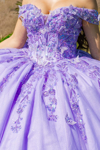 3D-Schmetterlings-Ballkleid mit schulterfreiem Schnitt von Cinderella Couture 8111J