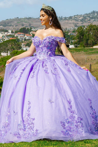 3D-Schmetterlings-Ballkleid mit schulterfreiem Schnitt von Cinderella Couture 8111J