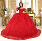 3D Butterfly Off Shoulder Ball Gown by Cinderella Couture 8120J