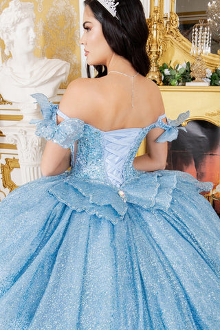 Schulterfreies Ballkleid mit 3D-Schmetterling von Cinderella Couture 8120J