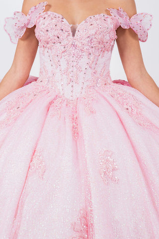 Schulterfreies Ballkleid mit 3D-Schmetterling von Cinderella Couture 8120J