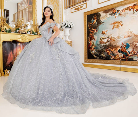 Schulterfreies Ballkleid mit 3D-Schmetterling von Cinderella Couture 8120J