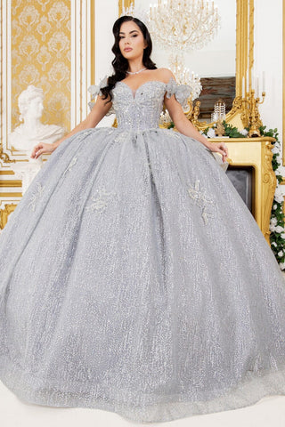 Schulterfreies Ballkleid mit 3D-Schmetterling von Cinderella Couture 8120J