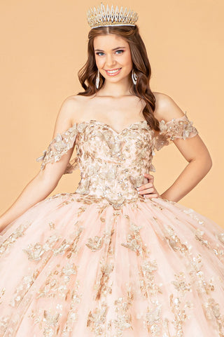 3D-Schmetterlings-Ballkleid mit schulterfreiem Schnitt von Elizabeth K GL3077