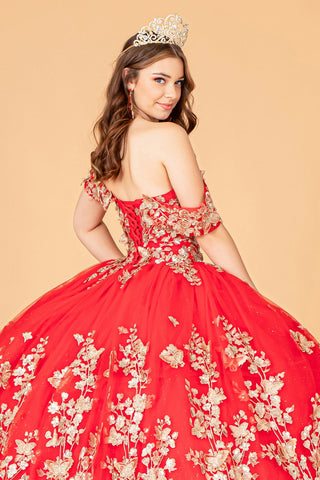 3D-Schmetterlings-Ballkleid mit schulterfreiem Schnitt von Elizabeth K GL3077