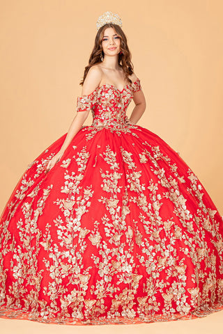 3D-Schmetterlings-Ballkleid mit schulterfreiem Schnitt von Elizabeth K GL3077