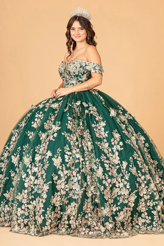 3D-Schmetterlings-Ballkleid mit schulterfreiem Schnitt von Elizabeth K GL3077