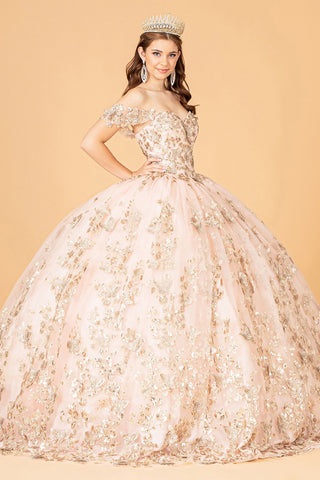 3D-Schmetterlings-Ballkleid mit schulterfreiem Schnitt von Elizabeth K GL3077