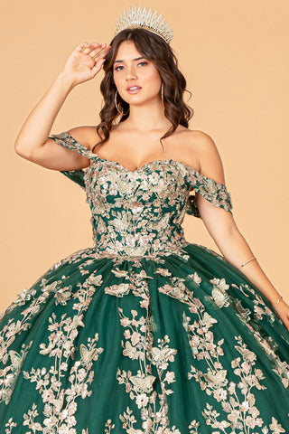 3D-Schmetterlings-Ballkleid mit schulterfreiem Schnitt von Elizabeth K GL3077