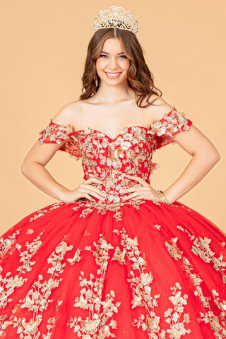 3D-Schmetterlings-Ballkleid mit schulterfreiem Schnitt von Elizabeth K GL3077