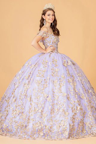 3D-Schmetterlings-Ballkleid mit schulterfreiem Schnitt von Elizabeth K GL3077