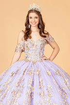 3D Butterfly Off Shoulder Ball Gown by Elizabeth K GL3077