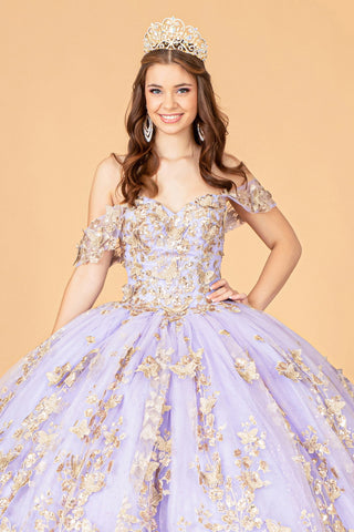3D-Schmetterlings-Ballkleid mit schulterfreiem Schnitt von Elizabeth K GL3077