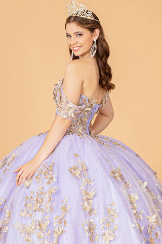 3D-Schmetterlings-Ballkleid mit schulterfreiem Schnitt von Elizabeth K GL3077