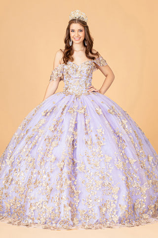 3D-Schmetterlings-Ballkleid mit schulterfreiem Schnitt von Elizabeth K GL3077