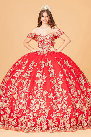 3D-Schmetterlings-Ballkleid mit schulterfreiem Schnitt von Elizabeth K GL3077