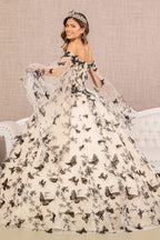 3D Butterfly Off Shoulder Ball Gown by Elizabeth K GL3167