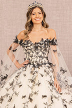 3D Butterfly Off Shoulder Ball Gown by Elizabeth K GL3167