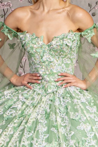 3D-Schmetterlings-Ballkleid mit schulterfreiem Schnitt von GLS Gloria GL3451