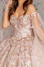 3D Butterfly Off Shoulder Ball Gown by GLS Gloria GL3451
