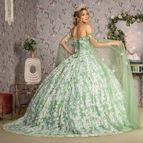 3D-Schmetterlings-Ballkleid mit schulterfreiem Schnitt von GLS Gloria GL3451