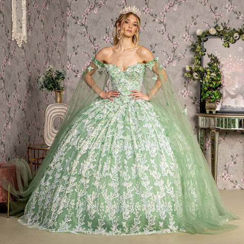 3D-Schmetterlings-Ballkleid mit schulterfreiem Schnitt von GLS Gloria GL3451