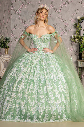 3D-Schmetterlings-Ballkleid mit schulterfreiem Schnitt von GLS Gloria GL3451