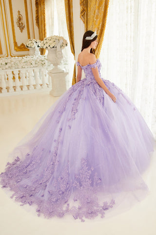 3D Butterfly Off Shoulder Ballkleid von Ladivine 15709