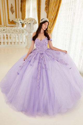 3D Butterfly Off Shoulder Ballkleid von Ladivine 15709