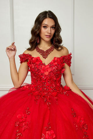 Schulterfreies Ballkleid mit 3D-Schmetterling von Petite Adele PQ1028