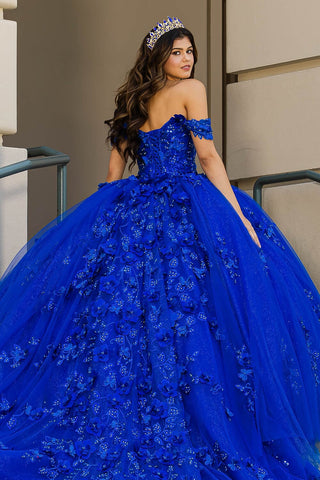 Schulterfreies Ballkleid mit 3D-Schmetterling von Petite Adele PQ1028