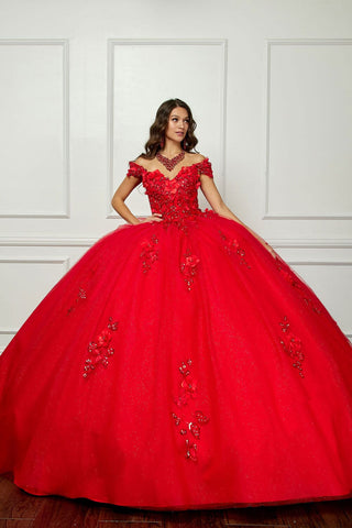 Schulterfreies Ballkleid mit 3D-Schmetterling von Petite Adele PQ1028