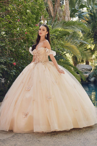 3D Schmetterling Off Shoulder Korsett Ballkleid von Juliet JT1448J