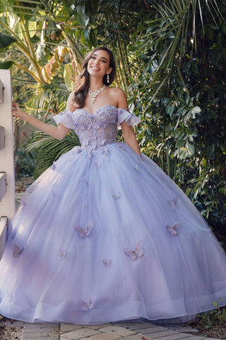 3D Schmetterling Off Shoulder Korsett Ballkleid von Juliet JT1448J