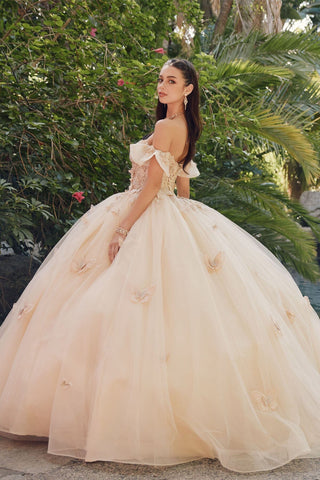 3D Schmetterling Off Shoulder Korsett Ballkleid von Juliet JT1448J
