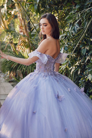 3D Schmetterling Off Shoulder Korsett Ballkleid von Juliet JT1448J