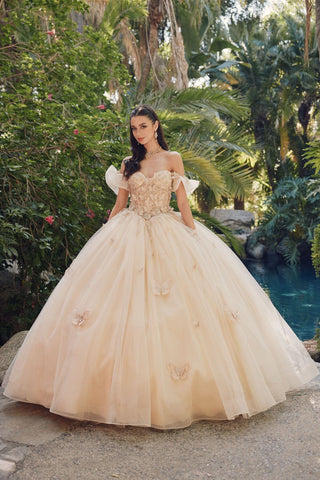 3D Schmetterling Off Shoulder Korsett Ballkleid von Juliet JT1448J