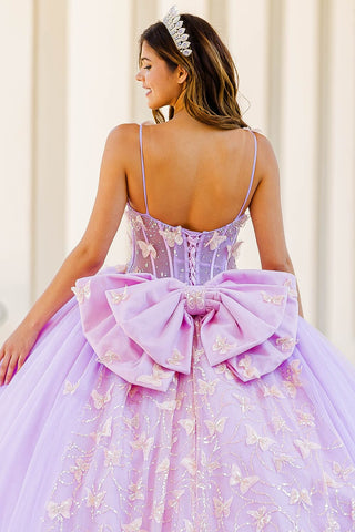 3D Butterfly Transparentes Korsett-Ballkleid von Petite Adele PQ1032